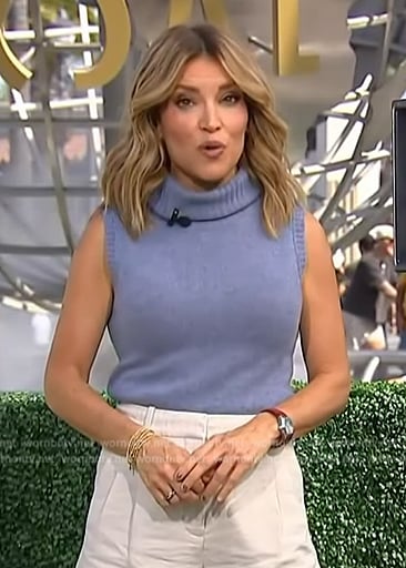 Kit's blue turtleneck vest on Access Hollywood