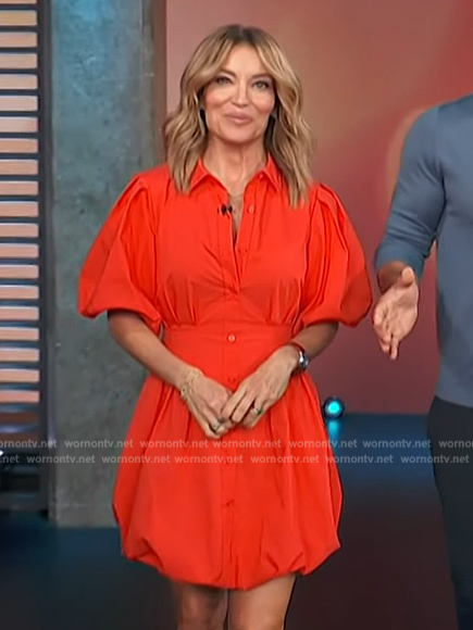 Kit’s red button down mini dress on Access Hollywood