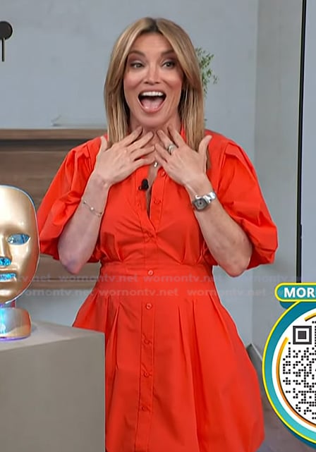 Kit's red button down mini dress on Access Hollywood
