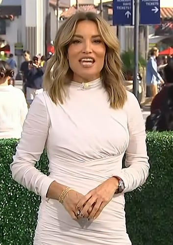 Kit's white gathered front dress on Access Hollywood