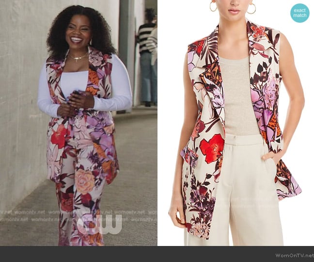 Kobi Halperin Georgia Longline Vest worn by Amara Patterson (Kelly Jenrette) on All American Homecoming