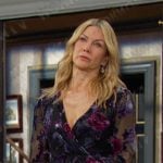 Kristen’s floral burnout wrap mini dress on Days of our Lives