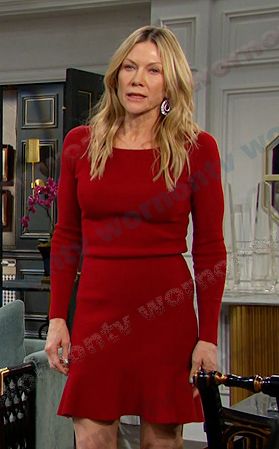 Kristen's red ruffle hem dress on Days of our Lives