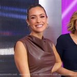 Kristin Cavallari’s brown gathered leather dress on Good Morning America