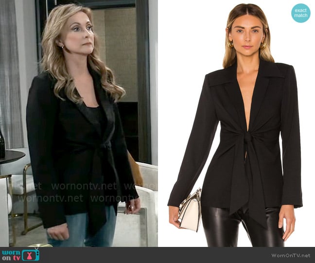 L'Academie The Tilly Blazer in Black worn by Holly Sutton (Emma Samms) on General Hospital