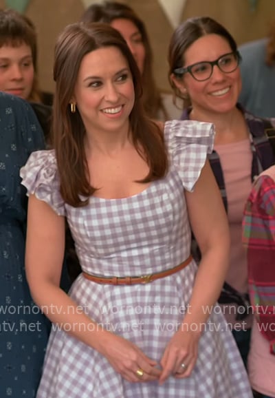 Lacey Chabert's gingham check dress on Celebrations with Lacey Chabert