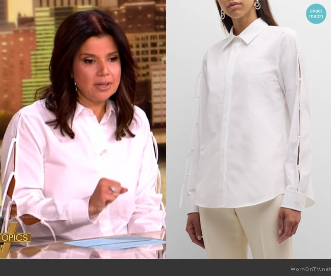 Lafayette 148 Split-Sleeve Button-Down Shirt worn by Ana Navarro on The View