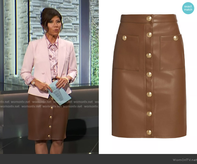 L'Agence Amira Vegan Leather Pencil Skirt worn by Julie Chen on Big Brother