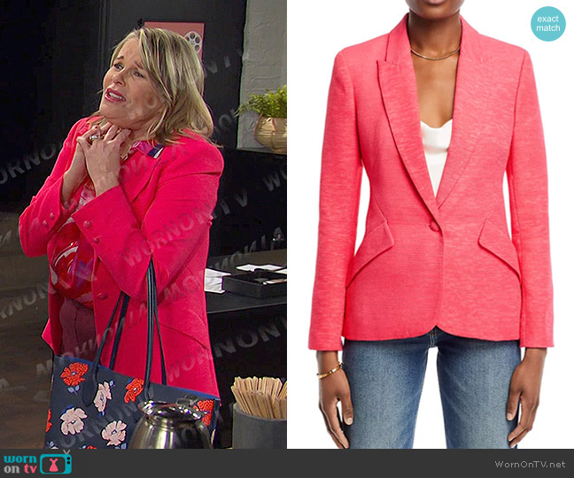 L'Agence Chamberlain Blazer in Coral Fuchsia worn by Bonnie Lockhart (Judi Evans) on Days of our Lives