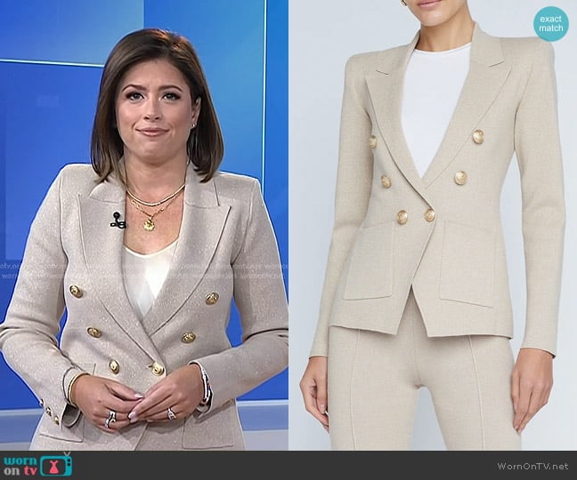 L'Agence l'agence Kenzie Metallic Knit Blazer worn by Chloe Melas on Today