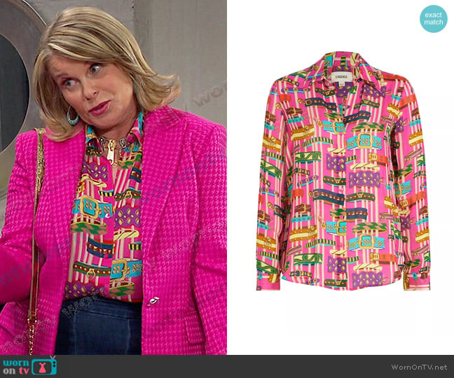 L'Agence Nina Printed Silk Blouse worn by Bonnie Lockhart (Judi Evans) on Days of our Lives