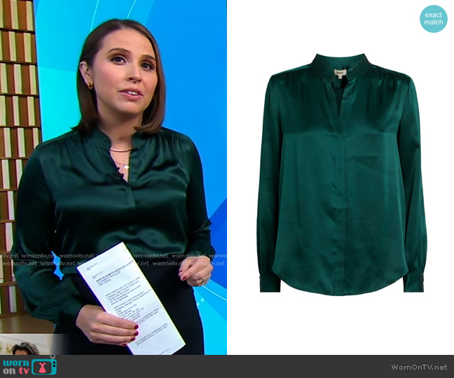 L'Agence Bianca Band Collar Blouse worn by Elizabeth Schulze on Good Morning America