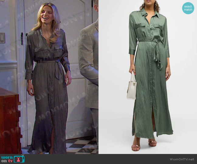 L'Agence Cammi Silky Maxi Shirtdress worn by Marine Greene (AnnaLynne McCord) on Days of our Lives