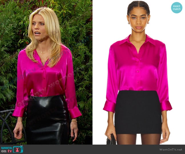 L'Agence Dani Silk Charmeuse Blouse in Star Ruby worn by Marine Greene (AnnaLynne McCord) on Days of our Lives