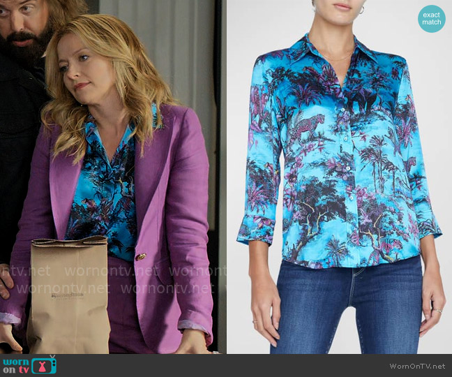 L'Agence Dani Jungle Print Blouse worn by Lorna Crane (Becki Newton) on The Lincoln Lawyer