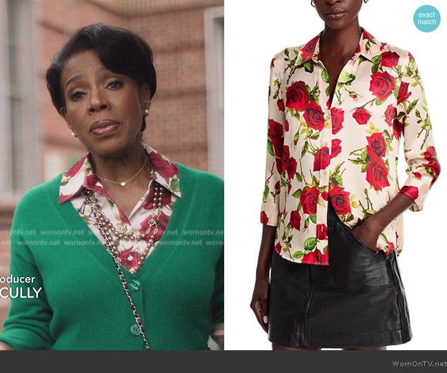 L'Agence Dani Printed Silk Top worn by Barbara Howard (Sheryl Lee Ralph) on Abbott Elementary