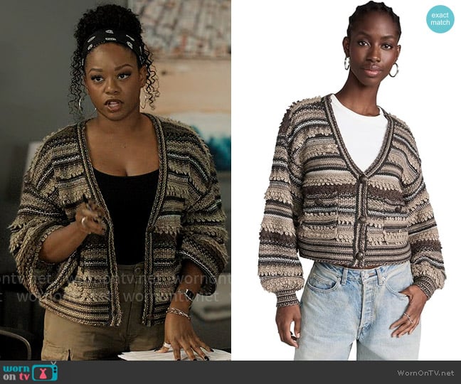 L'Agence Harriet Cardigan worn by Izzy Letts (Jazz Raycole) on The Lincoln Lawyer