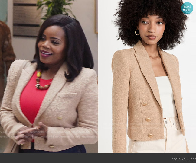 L'Agence Inez Cropped Blazer worn by Amara Patterson (Kelly Jenrette) on All American Homecoming