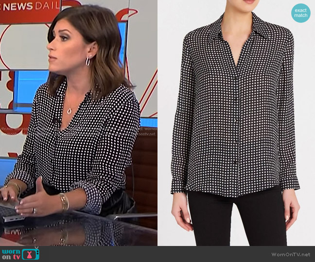 L'Agence Nina Blouse in black/ivory worn by Chloe Melas on NBC News Daily