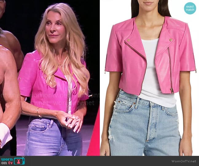 LaMarque Kirsi Cropped Leather Top in Super Pink worn by Joan Vassos on The Golden Bachelorette