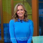 Lara’s blue button cuff sweater and leather pants on Good Morning America