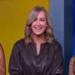 Lara’s brown tie waist leather top on Good Morning America