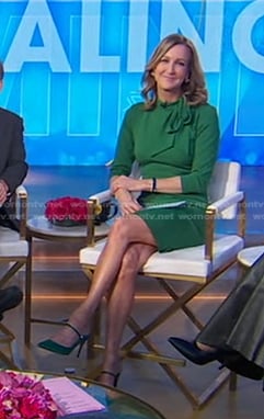 Lara's green satin mules on Good Morning America