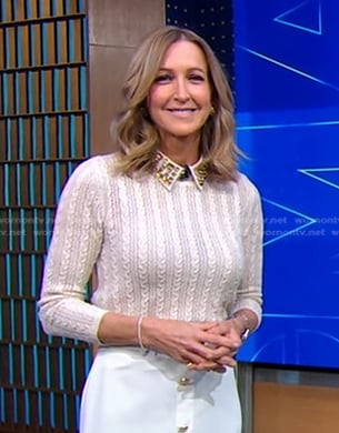 Lara's ivory embellished collar sweater on Good Morning America