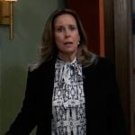 Laura’s black and white printed blouse on General Hospital