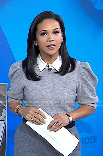 Laura's grey ruched puff sleeve sweater on Today