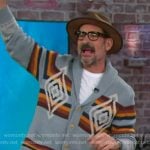 Lawrence Zarian’s light blue printed cardigan on The Kelly Clarkson Show