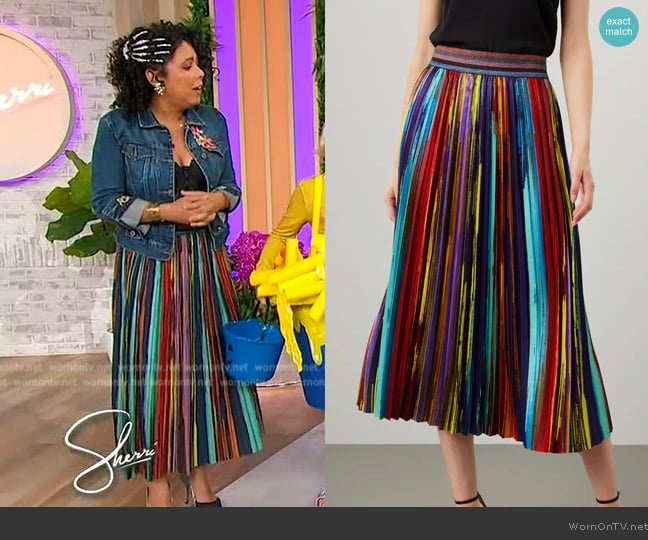 Le Superbe Painted Stripe Skirt worn by Evette Rios on Sherri