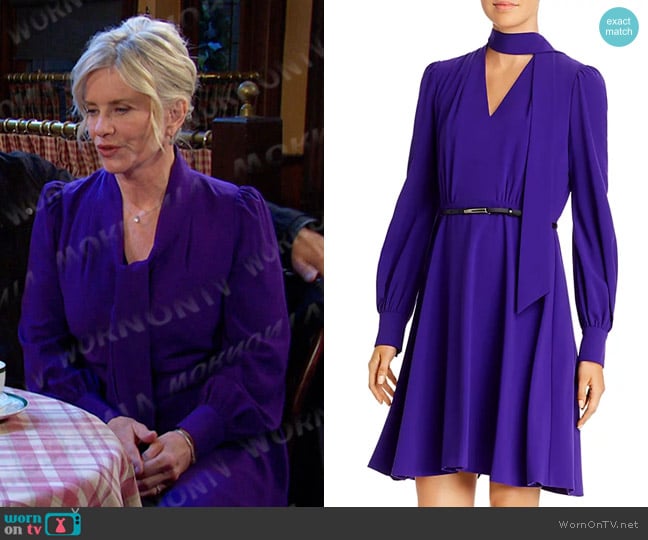 Elie Tahari Eleanora Tie-Neck Dress worn by Kayla Brady (Mary Beth Evans) on Days of our Lives