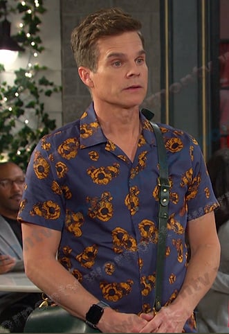 Leo's blue floral short sleeve shirt on Days of our Lives