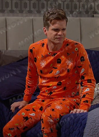 Leo's orange Halloween pajamas on Days of our Lives