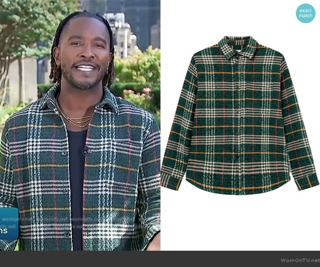 Les Deux Kaleb Plaid Overshirt worn by Scott Evans on Access Hollywood