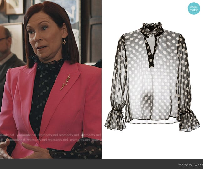 Nili Lotan Polka Dot Blouse worn by Elsbeth Tascioni (Carrie Preston) on Elsbeth