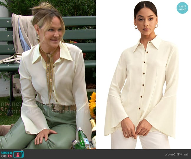 Lily Silk Prunella Blouse worn by Sharon Newman (Sharon Case) on The Young and the Restless