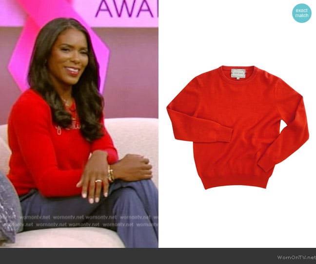 Lingua Franca Custom Womens Crewneck worn by Dr. Jessica Shepherd on Live with Kelly and Mark