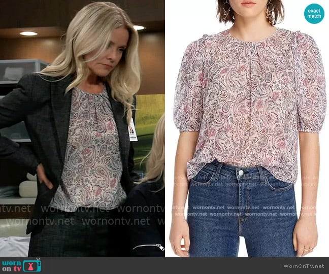 Lini Lara Paisley-Print Top worn by Felicia Scorpio (Kristina Wagner) on General Hospital