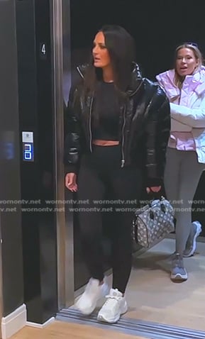 Lisa's black cropped puffer jacket on The Real Housewives of Salt Lake City