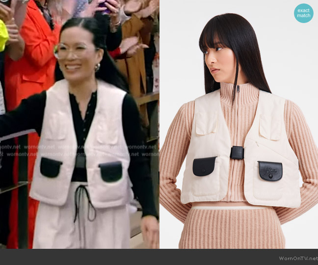 Longchamp Technical Canvas Vest worn by Ali Wong on Live with Kelly and Mark