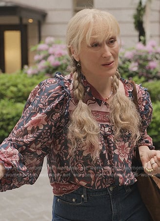 Loretta’s floral print blouse on Only Murders in the Building