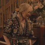 Loretta’s floral embroidered jumpsuit on Only Murders in the Building