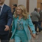 Lorna’s turquoise blue suit and pug shirt on The Lincoln Lawyer