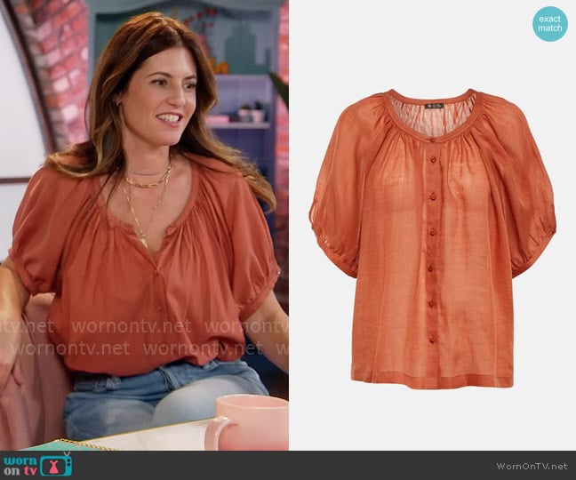 Loro Piana Ramie Top worn by Marisa Lainer on Celebrations with Lacey Chabert