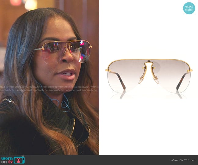 Louis Vuitton Grease Mask Sunglasses Z1469U in Gold worn by Mary Cosby on The Real Housewives of Salt Lake City