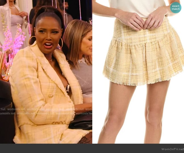 Love Shack Fancy lively wool-blend skirt worn by Ubah Hassan on The Real Housewives of New York City