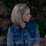 Lucy’s blue denim and knit jacket on The Young and the Restless