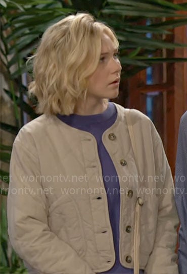 Lucy's quilted jacket on The Young and the Restless